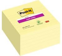Post-it Super Sticky Large Notes, Lined, Canary Yellow, Pack of 6 Pads, 101 mm x 101 mm, 90 Sheets per Pad - Extra Sticky Notes for Walls, Monitors and Fridge