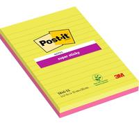 Post it Notes 125mm x 200mm Super Sticky Note Pad, Lined, Pink, Green (2 pads, 45 sheets per pad)