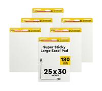 Post-it Super Sticky Meeting Charts,Value Pack, 6 Pads, 30 Sheets per Pad,635 mm x 762 mm, White Color - for Brainstorming Anywhere and Keeping All Ideas Visible