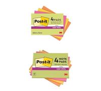 Post-it Super Sticky Meeting & Large Notes Bundle (8 Pads / 360 Sheets) - 4 Meeting Pads (203 x 152 mm) + 4 Large Pads (101 x 152 mm) - Colourful Adhesive Notes for Office & Home
