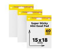 Post-it Super Sticky Mini Easel Pad, 15 x 18 Inches, 20 Sheets/Pad, 3 Pads, White Premium Self Stick Flip Chart Paper (577-3PK)