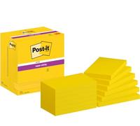 Post-it Super Sticky Notes 76 x 127 mm, 90 Sheets, Ultra Yellow, Pack of 12