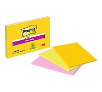 Post-it Super Sticky Notes 152 x 101mm Assorted Pack of 3 Pads of 45 Sheets