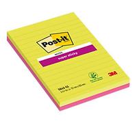 Post it Notes 125mm x 200mm Super Sticky Note Pad, Lined, Pink, Green (2 pads, 45 sheets per pad)