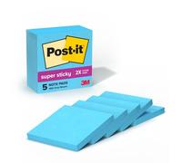 Post-it Super Sticky Notes, 2X Sticking Power, 3 x 3-Inches, Electric Blue, 5-Pads/Pack (654-5SSBE)