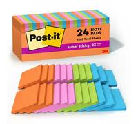 Post-it Super Sticky Notes, 3 in x 3 in, Rio de Janeiro, 70 Sheets/Pad, 24 Pads Cabinet Pack, Blue, Pink, Yellow 90feuilles - Post-it Notes 3 In X 3 In, Rio de Janeiro Collection, 70 Sheets/Pad, 24 Pads Cabinet Pack, 90 Sheets, 30 mm, 30 mm)