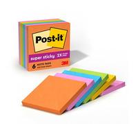 Post-it Super Sticky Notes, 3 in x 3 in, Rio de Janeiro Collection 6 Pads/Pack, Blue, Pink, Yellow 65feuilles - Post-it Notes, 3 in x 3 in, Rio de Janeiro, 6 Pads/Pack, 30 mm, 30 mm, 65 Sheets)