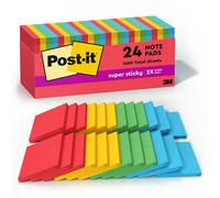 Post-It Super Sticky Notes, 3 x 3 inches, Marrakesh Collection, 24 Pads / Pack, 70 Sheets / Pad, Cabinet Pack Purple, Red, Yellow, 90 Sheets - Post-it (3 x 3 inches, Marrakesh Collection, 24 Pads / Pack, 70 Sheets / Pad, Cabinet Pack, 76.2 mm, 76.2 mm, 90 sheets)
