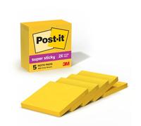 Post-it Super Sticky Notes, 3x3 in, 5 Pads, 2X The Sticking Power, Electric Yellow, Recyclable(654-5SSY)