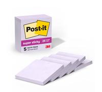 Post-it Super Sticky Notes, 3x3 in, 5 Pads, 90 Sheets/Pad, 450 Total Sheets, 2X The Sticking Power, Orchid Frost Lavender
