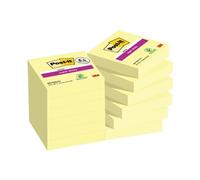 Post-it Super Sticky Notes, Double The Sticking Power, 8 + 4 Free Pads, 1080 Sheets, 47.6 mm x 47.6 mm, Canary Yellow - Self-Sticking Notes for Walls, Monitors and Fridge