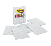 Post-it Super Sticky Notes – 4x6 in, White with Blue Grid, 3 Pads, 2X Sticking Power, Recyclable