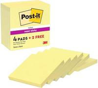 Post-it Super Sticky Notes, Double the Sticking Power, 4 + 2 FREE Standard