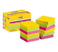 Post-it Super Sticky Notes 622-12SS-CARN 47.6 x 47.6 mm 90 Sheets Per Pad Green, Pink,Yellow Square Plain Pack of 12