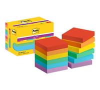 Post-it Super Sticky Notes 622-12SS-PLAY 47.6 x 47.6 mm 90 Sheets Per Pad Blue, Green, Orange, Purple, Red, Yellow Square Plain Pack of 12
