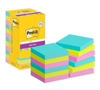 Post-it Super Sticky Notes Cosmic Color Collection, 8 Pads + 4 Free, 90 Sheets per Pad, 76 mm x 76 mm, Turquoise, Green, Pink Colors - Extra Sticky Notes for Note Taking, to Do Lists & Reminders