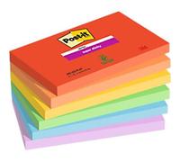 Post-it Super Sticky Notes 76 x 127 mm Blue, Green, Orange, Red, Violet, Yellow Playful Rectangular Plain 6 Pads of 90 Sheets