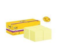 Post-it Super Sticky Notes 76x76mm Canary Yellow 12+12 FREE (Pack 24)