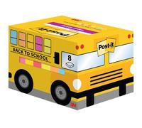 Post-it Back to School Bus with Super Sticky Notes, Large Pack, 8 Pads, 90 Sheets per Pad, 63.5 mm x 76 mm - Stationery Set of Post-it Notes in Multiple Colors, School Gifts, for Students & Teachers