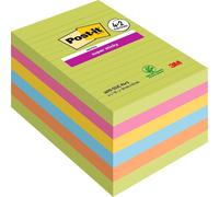 Post-it Super Sticky Notes, Assorted Colours, lined, 101 mm x 152 mm, 90 Sheets/