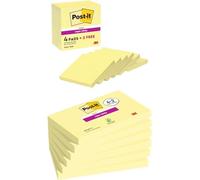 Post-it Super Sticky Notes Bundle (12 Pads / 1,080 Sheets) - 6 Pads 76 x 76 mm + 6 Pads 76 x 127 mm (Includes 4 Free Pads) - Sticky Notes for Office, Home & School (173 Characters)