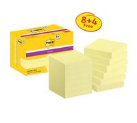 Post-it® Super Sticky Notes Canary Yellow 47.6 mm x 47.6 mm Promo Pack 90 Sheets/Pad 8 + 4 FREE Pads/Pack Cardboard Pack 100% PEFC SGSCH-PEFC-C