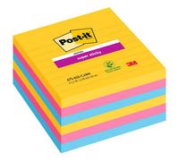 Post-It Super Sticky Notes, Carnival Collection, Lined, Large Size Xl, Pack Of 6 Pads, 90 Sheets Per Pad, 101 mm X 101 mm - Extra