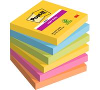 Post-it Carnival Super Sticky Notes 76 x 76 mm Assorted Colours Square 6 Pads of 90 Sheets