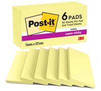 2 x Post-it Super Sticky Notes Canary Yellow 76 mm x 127 mm Pack of 6