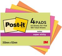 Post-it Super Sticky Notes, Double The Sticking Power, Extra Large, 4 Pads, 180