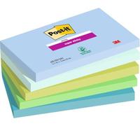 Post-it Super Sticky Notes, Oasis Color Collection, Pack of 5 Pads, 76 mm x 127 mm, 90 Sheets per Pad, Blue, Green - Extra Sticky Notes for Walls, Monitors and Fridge