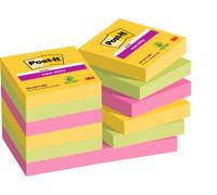 Post-it Super Sticky Notes 622-12SS-CARN, Carnival Colour Collection, 47.6 mm x 47.6 mm, 90 Sheets/Pad, 12 Pads/Pack