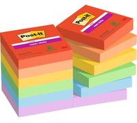 Post-it Super Sticky Notes Playful Color Collection, Pack of 12 Pads, 90 Sheets per Pad, 47,6 mm x 47,6 mm, Red, Orange, Yellow, Green, Blue - Extra Sticky Notes for Note Taking & to Do Lists