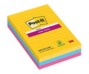 Post-it Super Sticky Notes Rectangular 101 x 152 mm Ruled Assorted Carnival 90 3 Pieces of 90 Sheets