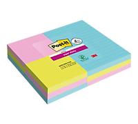 Post-it Super Sticky Notes Rectangular 152 x 101 mm Ruled Blue, Green, Pink Cosmic 9 Pieces of 90 Sheets Value Pack: 3 Pads of 101 x 152 mm + 6 Pads of 76 x 76 mm Free