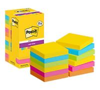 Post-it Super Sticky Notes Square 76 x 76 mm Plain Blue, Green,Orange, Pink,Yellow Carnival 12 Pieces of 90 Sheets Value Pack 8 + 4 Free