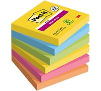 Post-it Super Sticky Notes Square 76 x 76 mm Plain Blue, Green, Orange, Pink, Yellow Carnival 6 Pieces of 90 Sheets Value Pack 4 + 2 Free