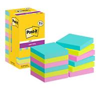 Post-it Super Sticky Notes Square 76 x 76 mm Plain Blue, Green, Pink Cosmic 12 Pieces of 90 Sheets Value Pack 8 + 4 Free