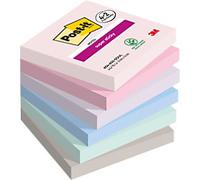 Post-it Super Sticky Notes Square 76 x 76 mm Soulful Plain Assorted 90 Sheets Value Pack 4 + 2 Free