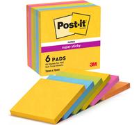 Post-it Super Sticky Notes, Stick Longer Without Falling, 76 mm x 6 x 76