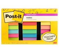Post-it Super Sticky Notes Teacher Pack, Assorted Colors, 3 in. x 3 in., 15 Pads/Pack, 45 Sheets/Pad (654-15SSBTS-SR)