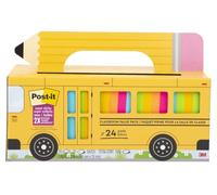 Post-it Super Sticky Notes Value Pack, 24 Pads in School Bus Case, 3x3 in, Bright Colors, Recyclable
