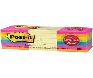 Post-it Super Sticky Notes Value Pack Assorted Colours 24 Pads 100 Sheet 3x3inch
