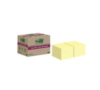 Post-it Super Sticky 100% Recycled Notes, Pack of 12 Pads, 70 Sheets per Pad, 76 mm x 76 mm, Canary Yellow - Extra Sticky Notes Made from 100% Recycled Paper