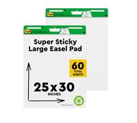 Post-it Super Sticky Recycled Meeting Chart, 60 Sheets, 63.5 x 76.2 cm | Self-Stick Flipchart Pads for Brainstorming, Planning and Presentations; Strong-Hold Sheets made from 30% Recycled Paper