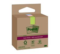 Post-it Super Sticky Recycled Notes, 3 Pads (210 Sheets), 47.6 mm x 47.6 mm | Self-Stick Notes Made from Recycled Paper, Stronger Hold, for Reminders, Lists and Planning, Adhesive on Vertical Surfaces