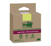 Post-it Super Sticky Recycled Notes, 3 Pads (210 Sheets), 76 mm x 76 mm | Self-Stick Notes Made from Recycled Paper, Stronger Hold, for Reminders, Lists and Planning, Adhesive on Vertical Surfaces