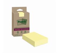 Post-it Super Sticky 100% Recycled Notes XXL, Canary Yellow, Lined - Pack of 4 Pads, 45 Sheets per Pad, 102 mm x 152 mm - Extra Sticky Notes Made from 100% Recycled Paper