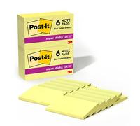 Post-it Super Sticky Removable Notes Pad 90 Sheets 76x127mm Ref 655-12SSCY [Pack 12] - Canary Yellow