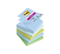 Post-it Super Sticky Z-Notes Oasis Color Collection, Pack of 5 Pads, 90 Sheets per Pad,76 mm x 76 mm, Blue, Green - Extra Sticky Notes for Note Taking, to Do Lists & Reminders